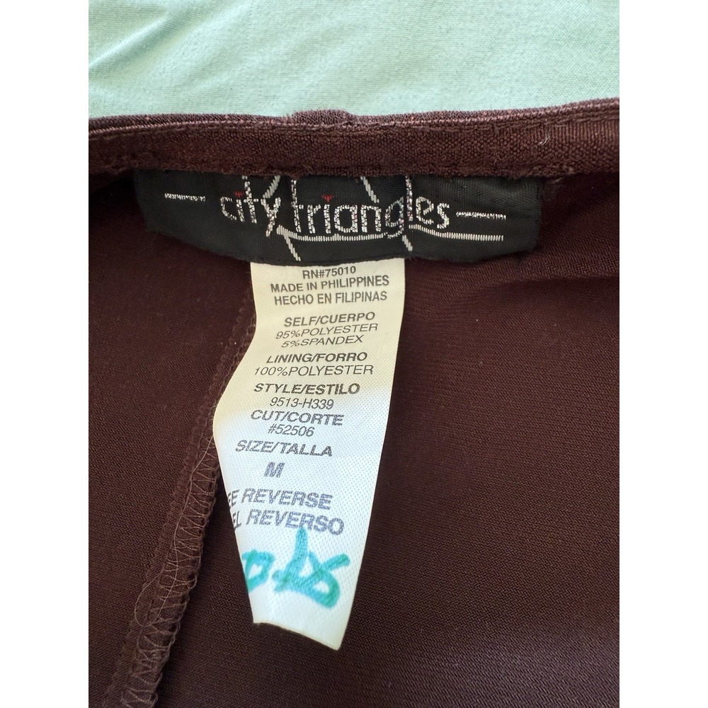 Y2K City Triangles Brown Glitter Asymmetrical Spaghetti Strap Dress-Size M Party - Picture 5 of 7